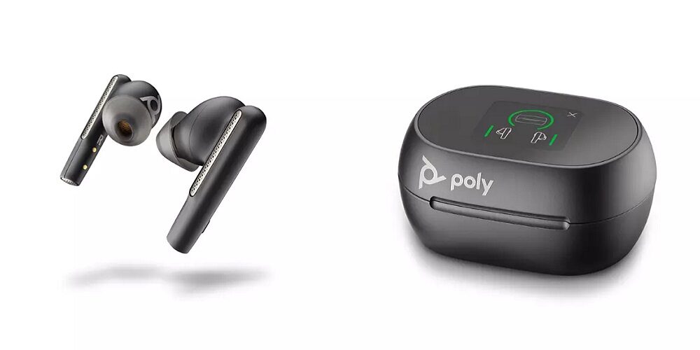 Voyager Free 60 Series earbuds from HP and Poly on display at CES 2023