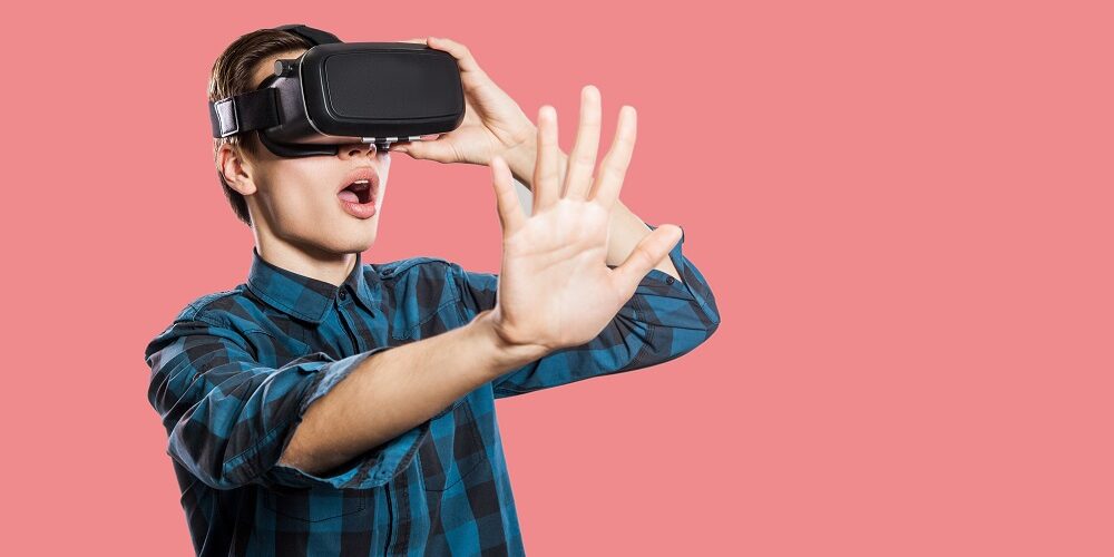 Young man with vr headset