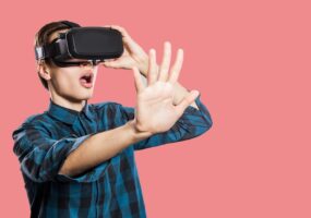 Young man with vr headset