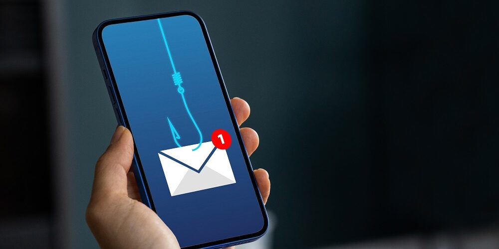 spear phishing, Phishing bait alert concept on a smartphone screen