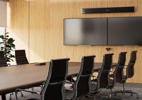 Rendering of Nureva HDL310 in a conference space.