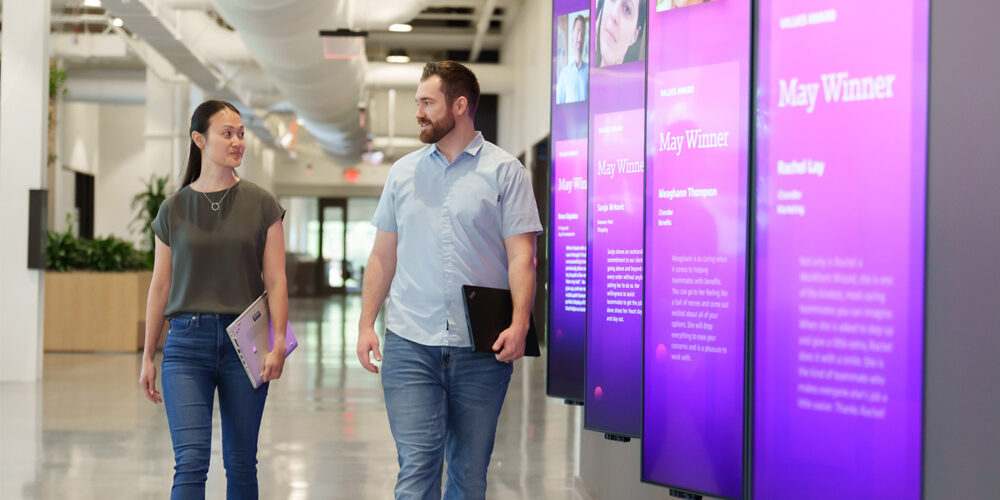 Insight way HQ, LG displays along hallway