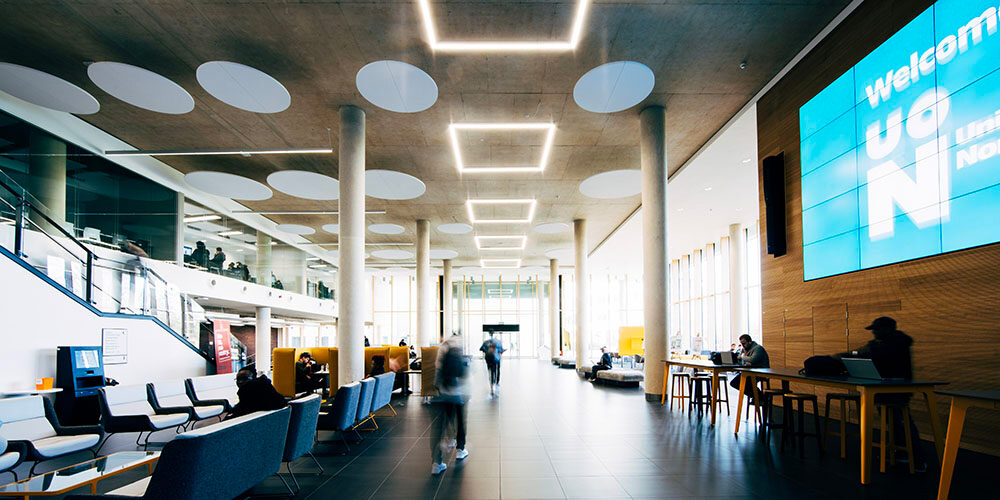 Northampton University foyer with appspace digital signage