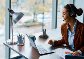 women using Yealink WH64 Hybrid wireless headset