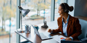 women using Yealink WH64 Hybrid wireless headset